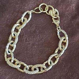 Stella and Dot Christina goldtone pavé link chain bracelet